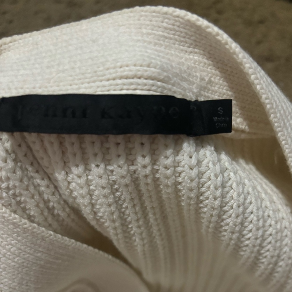 ☀️Jenni Kayne Organic Cotton blend Cream/white Ribbed Knit Sweater Cardigan - Picture 5 of 7
